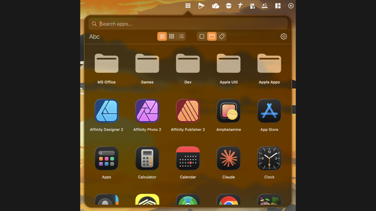Grouped view — Group apps together.