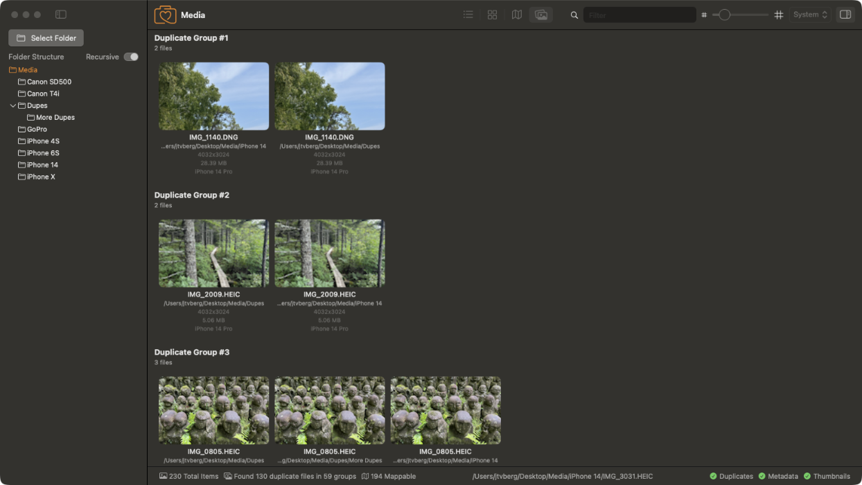 Dedupe view — Find and eliminate duplicate photos.